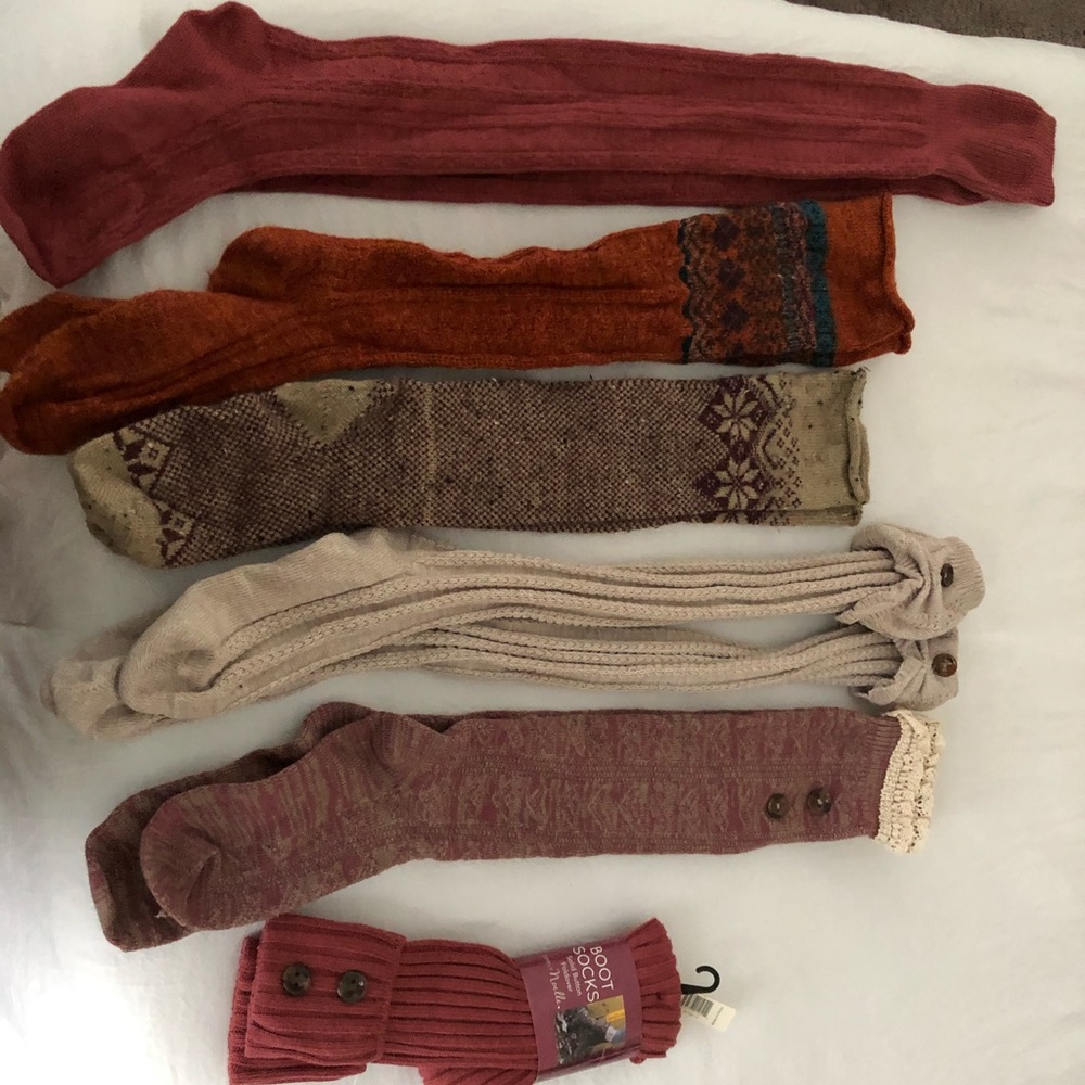 Lot of six pairs of boot socks/knee highs